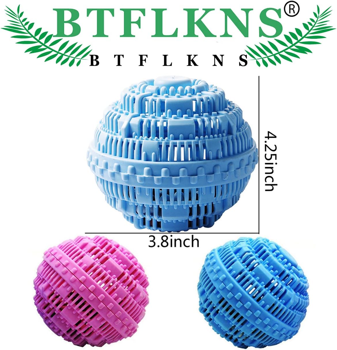 Laundry Balls Set, Eco-Friendly Super Washing Machine Laundry Ball, All Natural Washer Ball Laundry Detergent Alternative, Household Can Be Reused 2000 Washings(2pcs Balls, Pink,Blue)