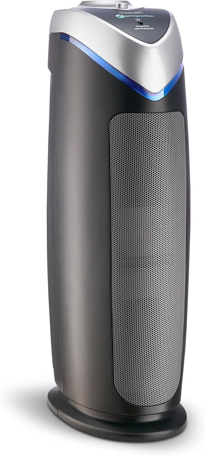 GermGuardian HEPA Air Purifier - Large Room Air Purifier for Bedroom, Office, Dorm, and Home - Filters Pet Dander, Dust, Pollen, Smoke, Scents - AC4825E - 22" Tower - Gray