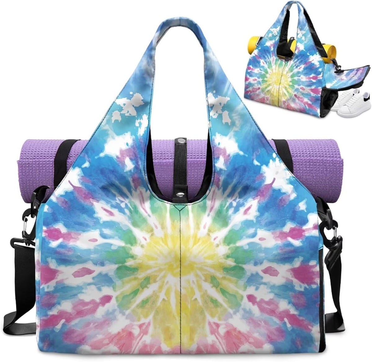 Yoga Mat Bag for Men Women Canvas Yoga Mat Carrier Take In Out Mat Easily for Beach Swim Bags Pool Sports Gym