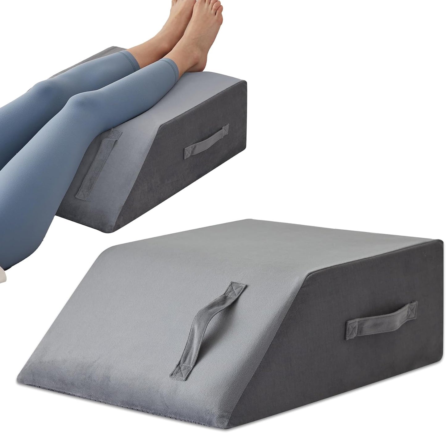 MEGCXIT Leg Pillow Elevation Blood Circulation, Leg Wedge for Elevation for Swelling, Leg Elevating Pillow for After Surgery, Memory Foam Foot Knee Pillow for Back Sleeping 23.6×16.8×8 Inch Grey