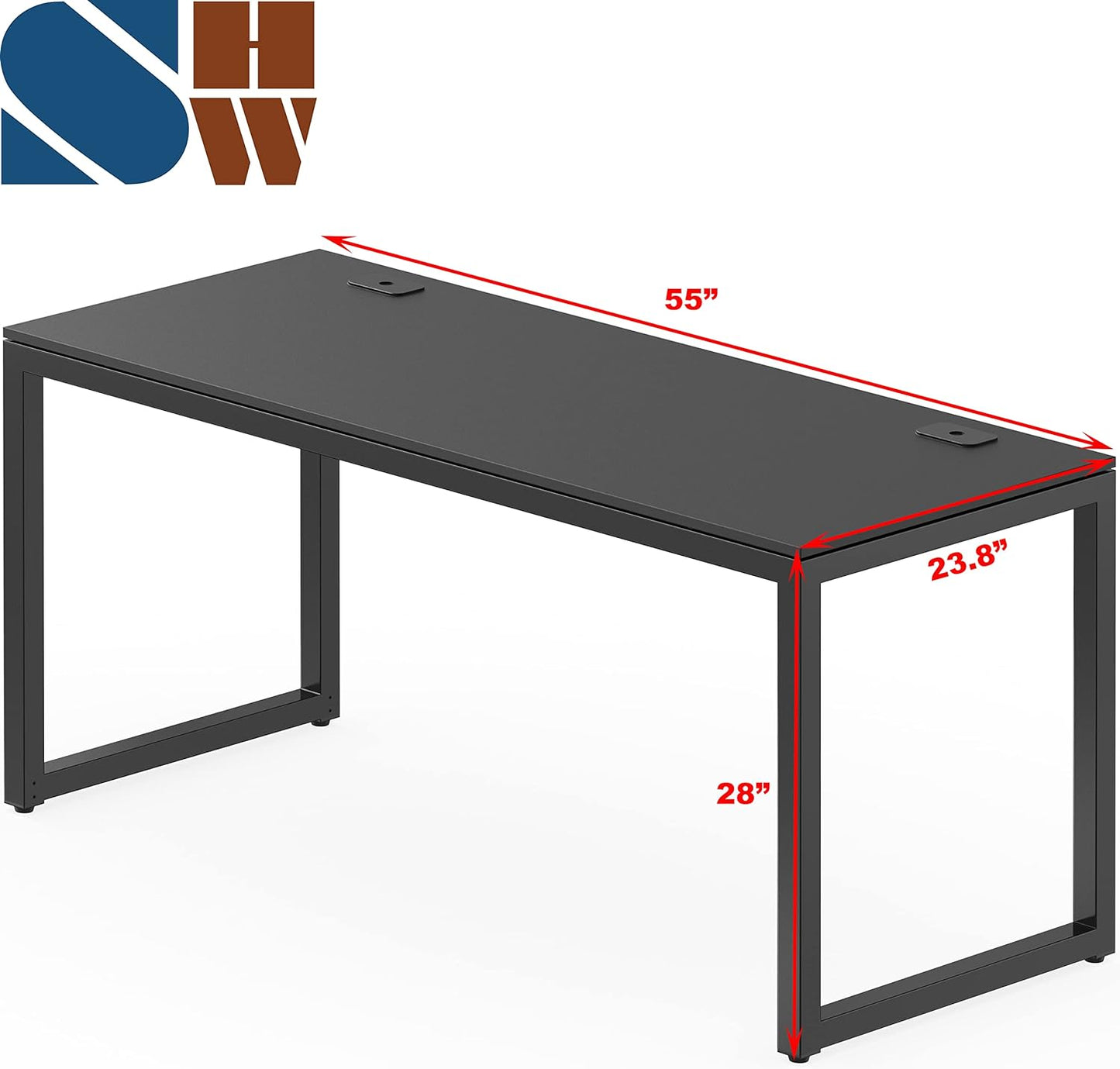 SHW 55-Inch Commercial-Grade Office Computer Desk, Black