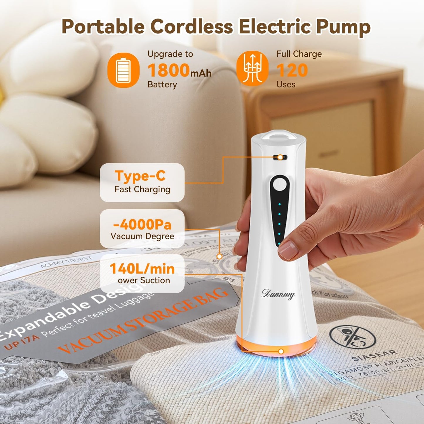 Vacuum Storage Bags for Travel with Rechargeable Air Pump, 12 Pack Space Saver Bags for Clothing, Luggage & Suitcase Compression, Efficient & Portable Storage Solution for Travel Essentials