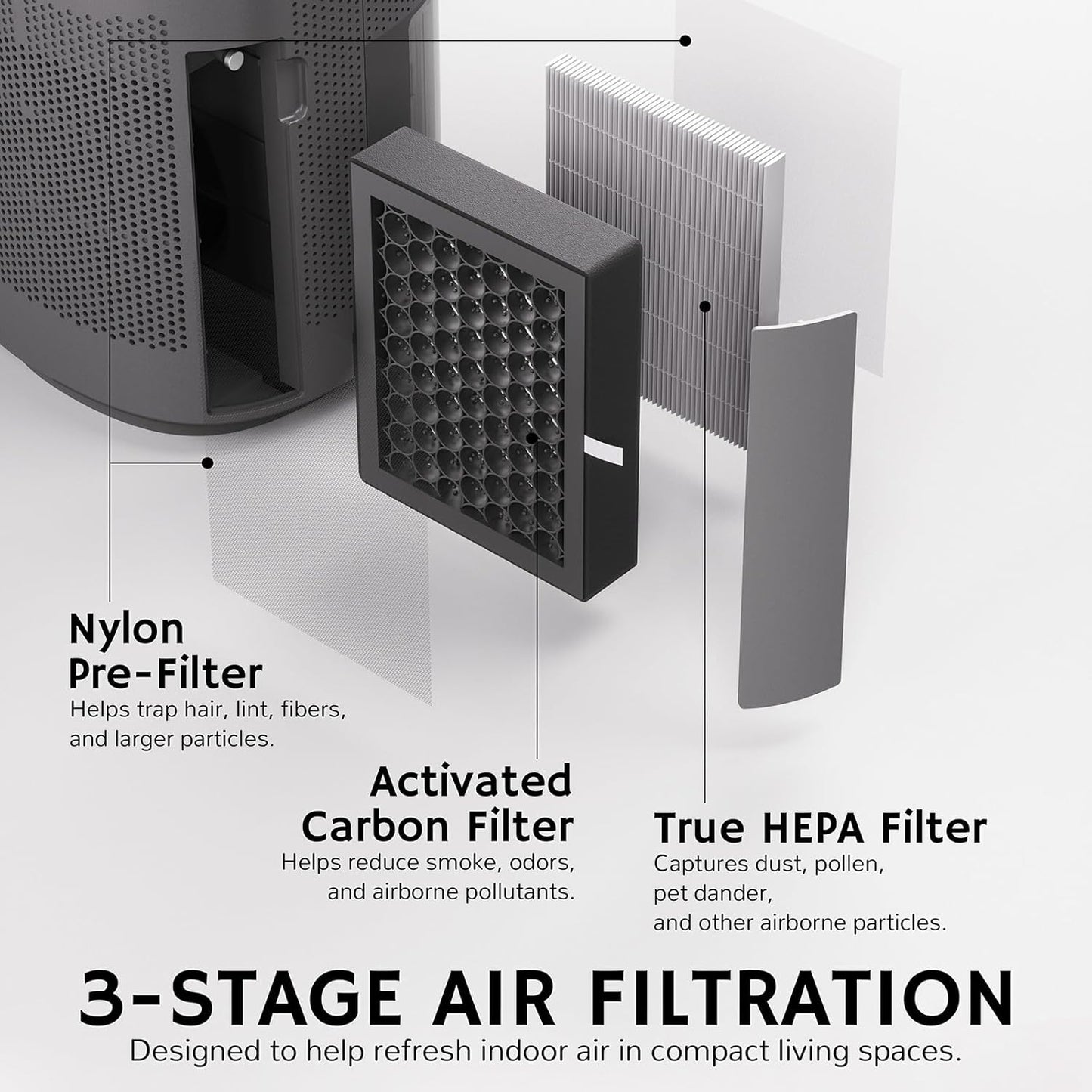 Airthereal Zephyr AZH200 Air Purifier and Dehumidifier Combo, 34 oz Small Dehumidifier with HEPA Filter, Up to 270 Sq Ft, Auto Shutoff, Ultra-Quiet for Bedroom, Bathroom, RV, Closet