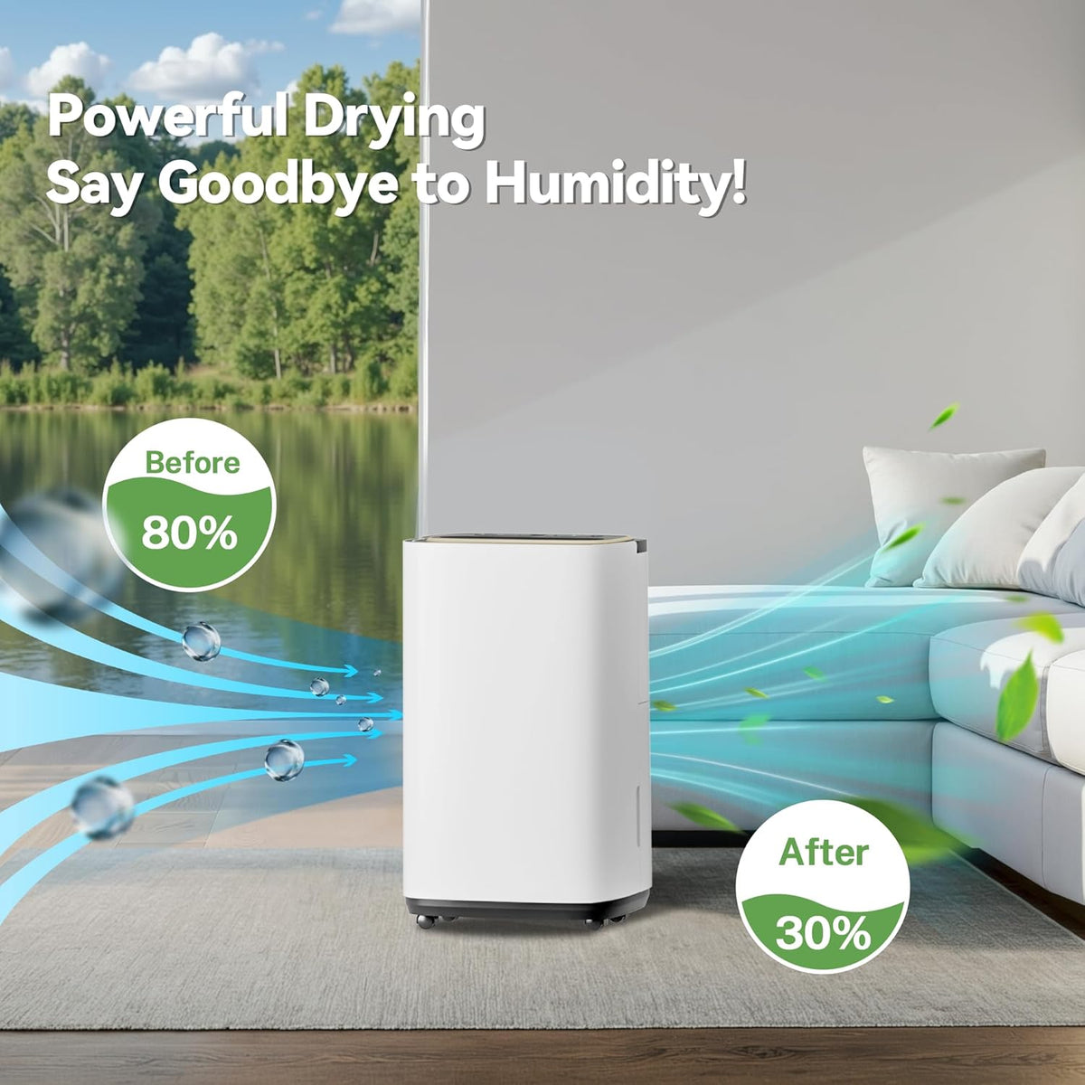 Manistin 5000 Sq.Ft Dehumidifier for Basement with Drain Hose, 52 Pint Dehumidifiers for Home, 3 Modes, Humidity Display & Timer & Child Lock, Large Room Compressor for Bedroom/Bathroom/Laundry