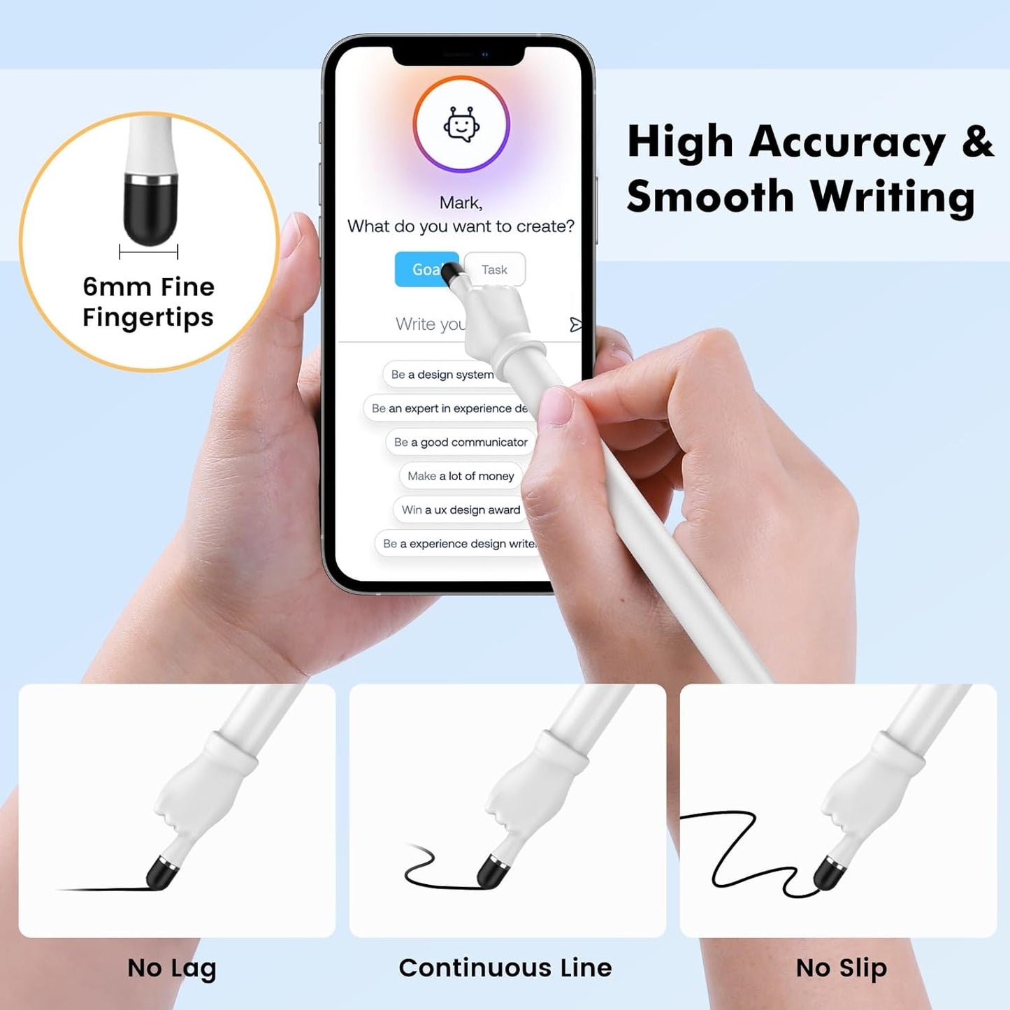 Stylus Pen for Touchscreen, MEKO 2-in-1 High Sensitivity Fingertip Stylus Pens for iPhone iPad Android Tablets Smartphone, Switch,All Universal Touch Screens (2 Pack Black/White)