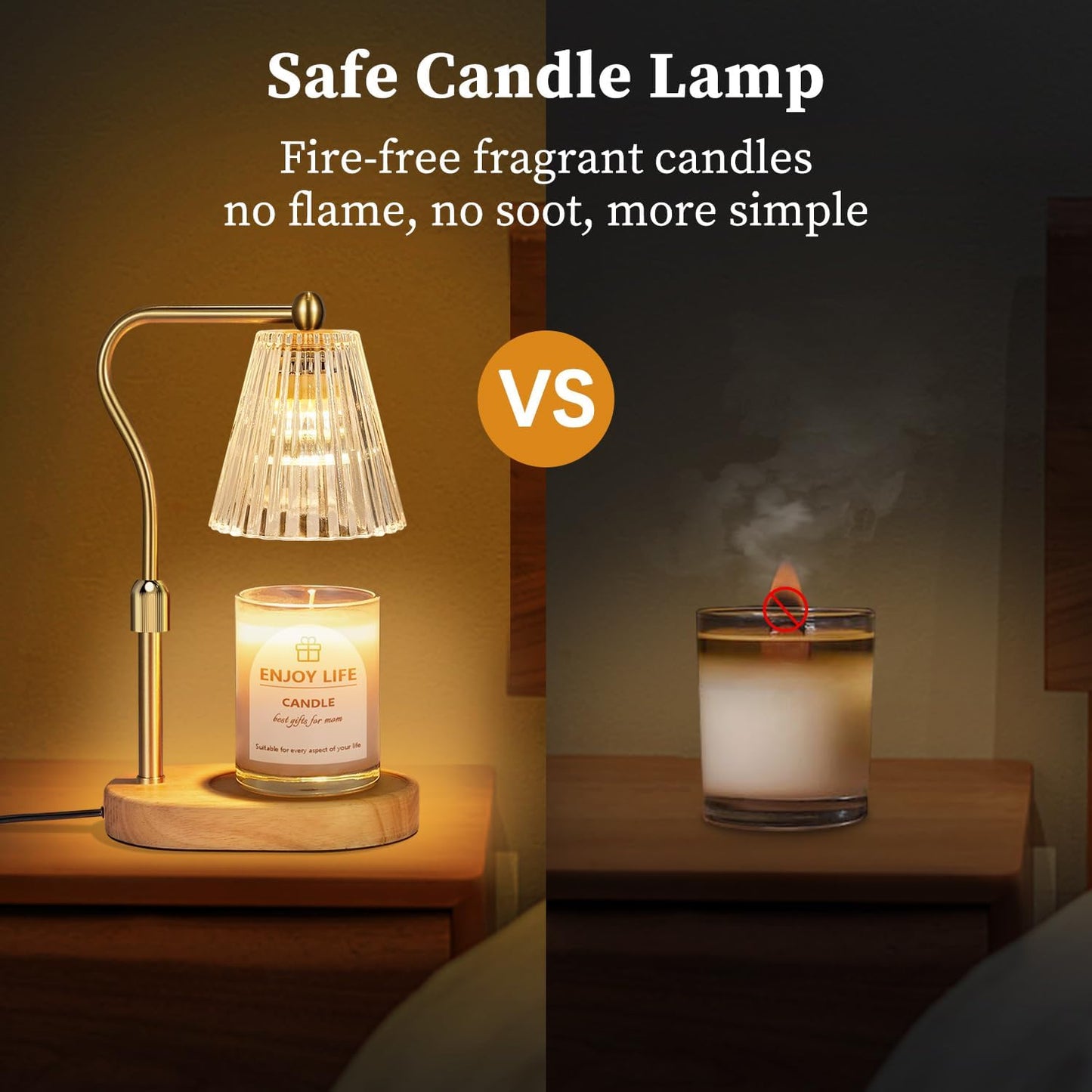 seenlast Candle Warmer Lamp with Timer Dimmer Adjustable Height for New Home Bedroom, Vintage Home Decor for Scented Jar