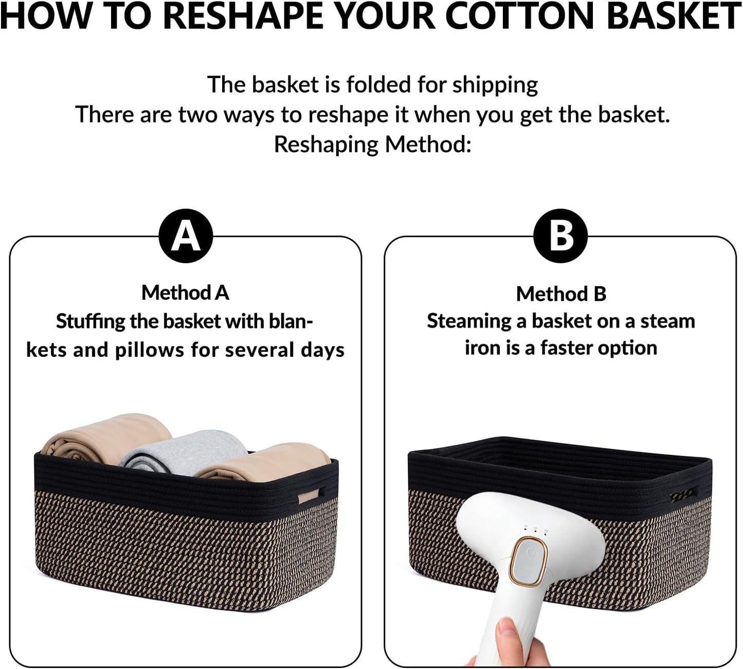 MiniArk Large Storage Baskets for Shelves, 17 x 13 x 7.5” Closet Organizers Bins for Clothes Blanket Towels, Baby Nursery, Toy Baskets Box, Woven Rope Baskets, 2 Packs Woven Brown