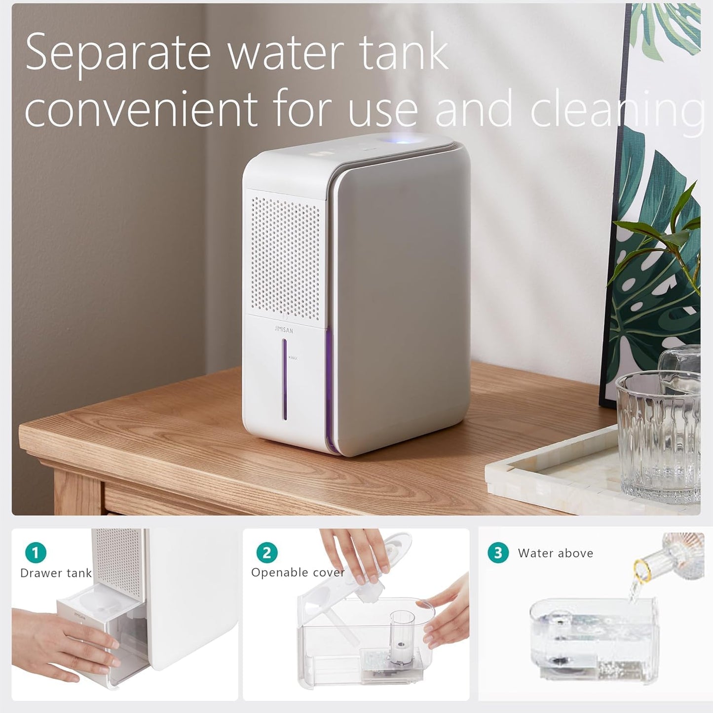 3 in 1 Dehumidifier, Humidifier & Aroma Diffuser with Air Combo One - 39Oz, Small Auto Purifier Humidity Control Quiet 27db Colorful Mist,for Bedroom/Study/Basemen/Bathroom/Home(350 sq.ft)