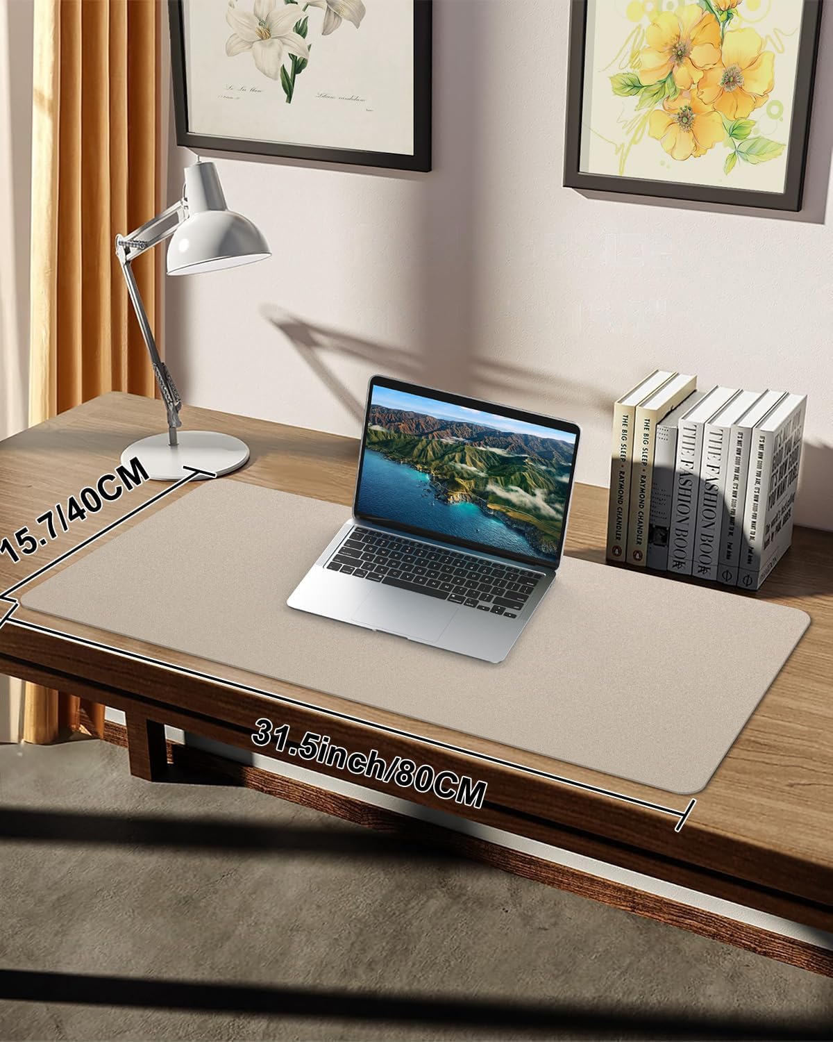 Small Desk Mat,Leather Desk Pad Protector,Desk Mouse pad,Office Desk mat,Laptop Mat for Desk, Non-Slip PU Leather Desk Blotter,Waterproof Desk Writing Pad for Office/Home(31.5"x15.7",Apricot)