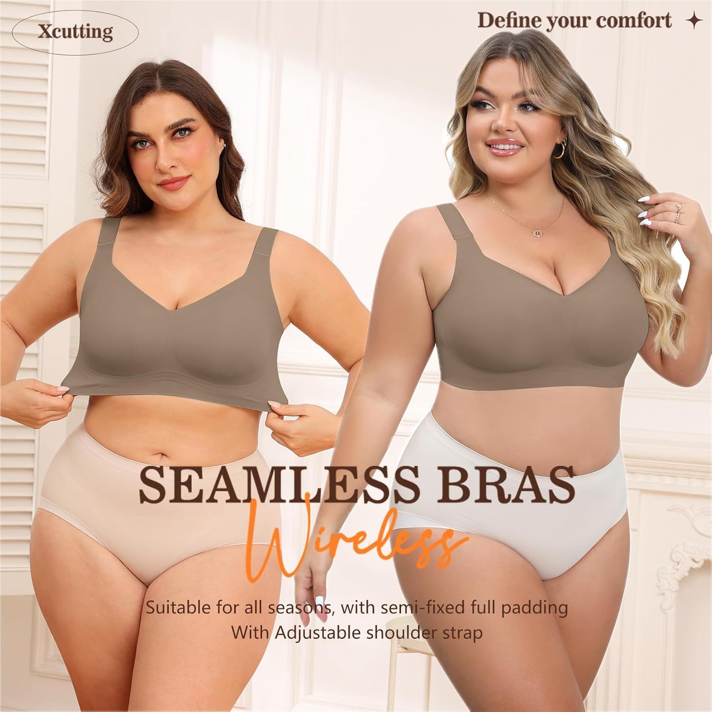 Xcutting Women Wirefree Bras for Women Full Coverage No Underwire Everyday Bras Comfortable Wireless Padded Bras