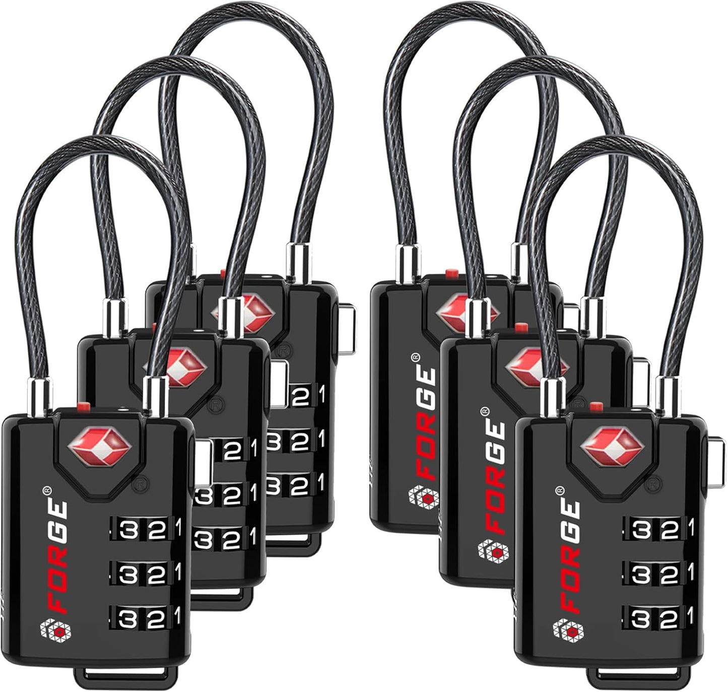 Open Alert TSA Approved Luggage Locks, 6 Pack, Easy Read Dials with Alloy Body.