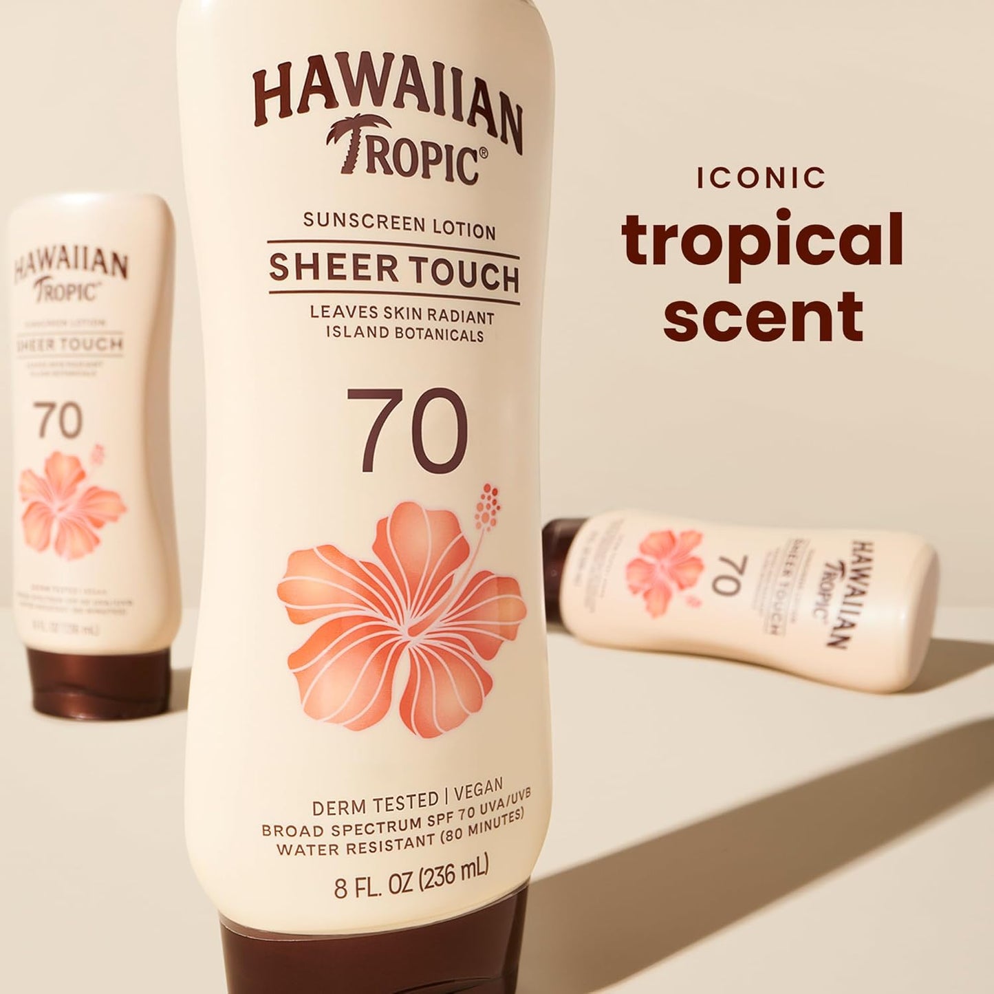 Hawaiian Tropic Sheer Touch Lotion Sunscreen SPF 70, 8 Fl Oz | Broad Spectrum, Oxybenzone Free, Sunblock Lotion, Hawaiian Tropic Sunscreen SPF 70, 8 Fl Oz