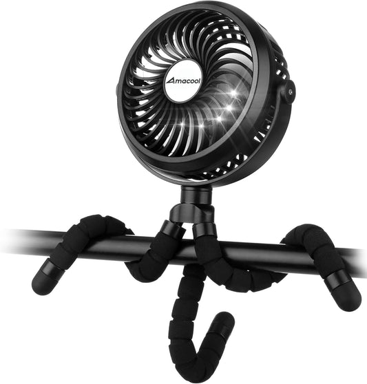 AMACOOL Battery Operated Stroller Fan, Baby Travel Essentials for Beach Disney, Newborn Boy & Girl Showers Gifts Registry Search, Rechargeable Clip On Fan for Car Seat Wagon Crib Bike Treadmill