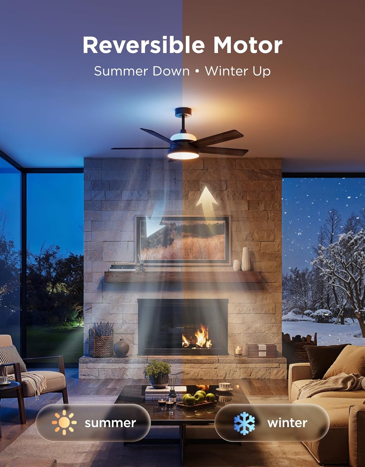 Govee Ceiling Fan with Lights, RGBIC Smart 52'' Low Profile Ceiling Fan with Lights and Remote, Reversible DC Motor, Dimmable, 2800lm, Ceiling Fan for Bedroom, Living Room, Black