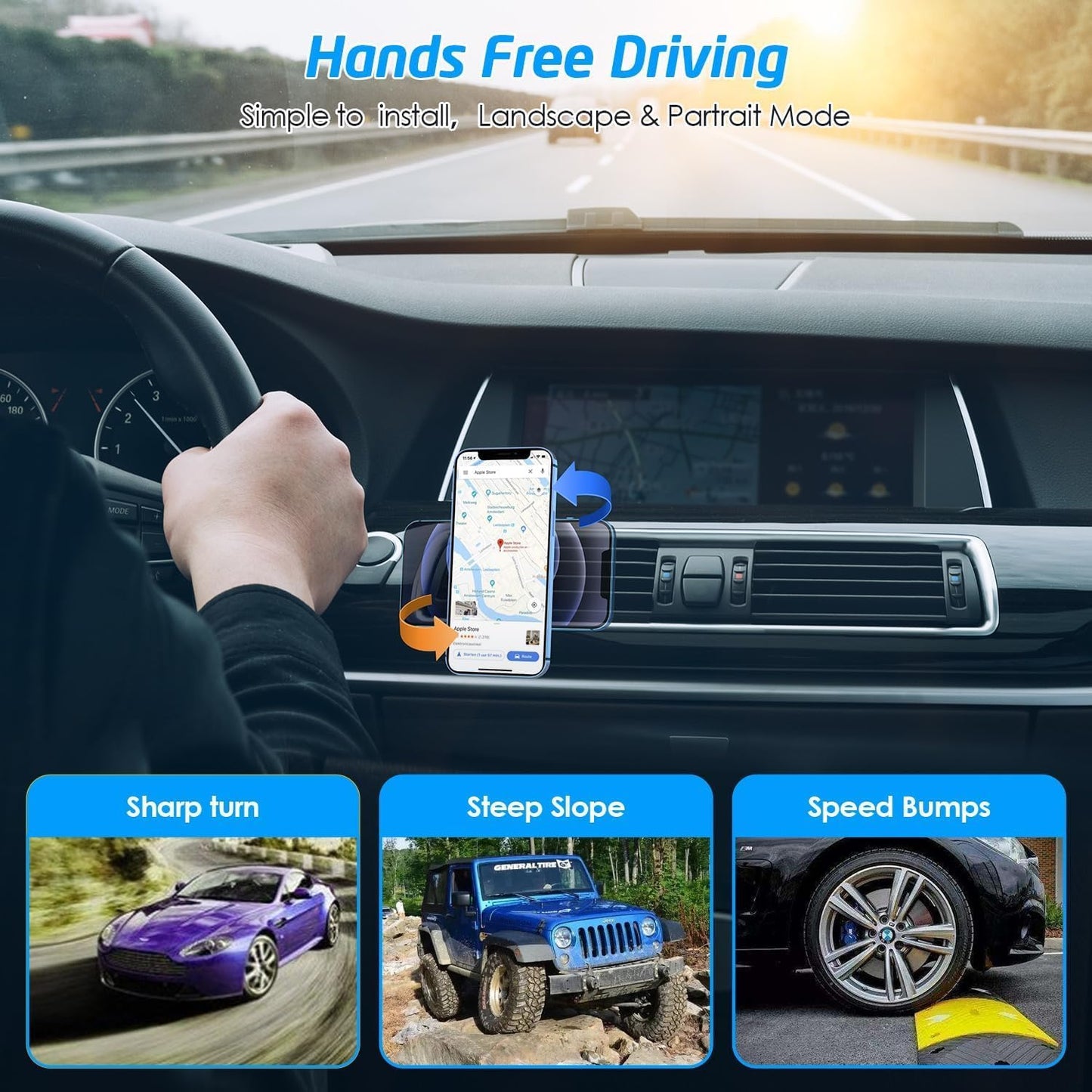 WixGear Universal Air Vent Magnetic Phone Car Mount Holder with Fast Swift-Snap Technology for Smartphones and Mini Tablets, Black 1 Pack