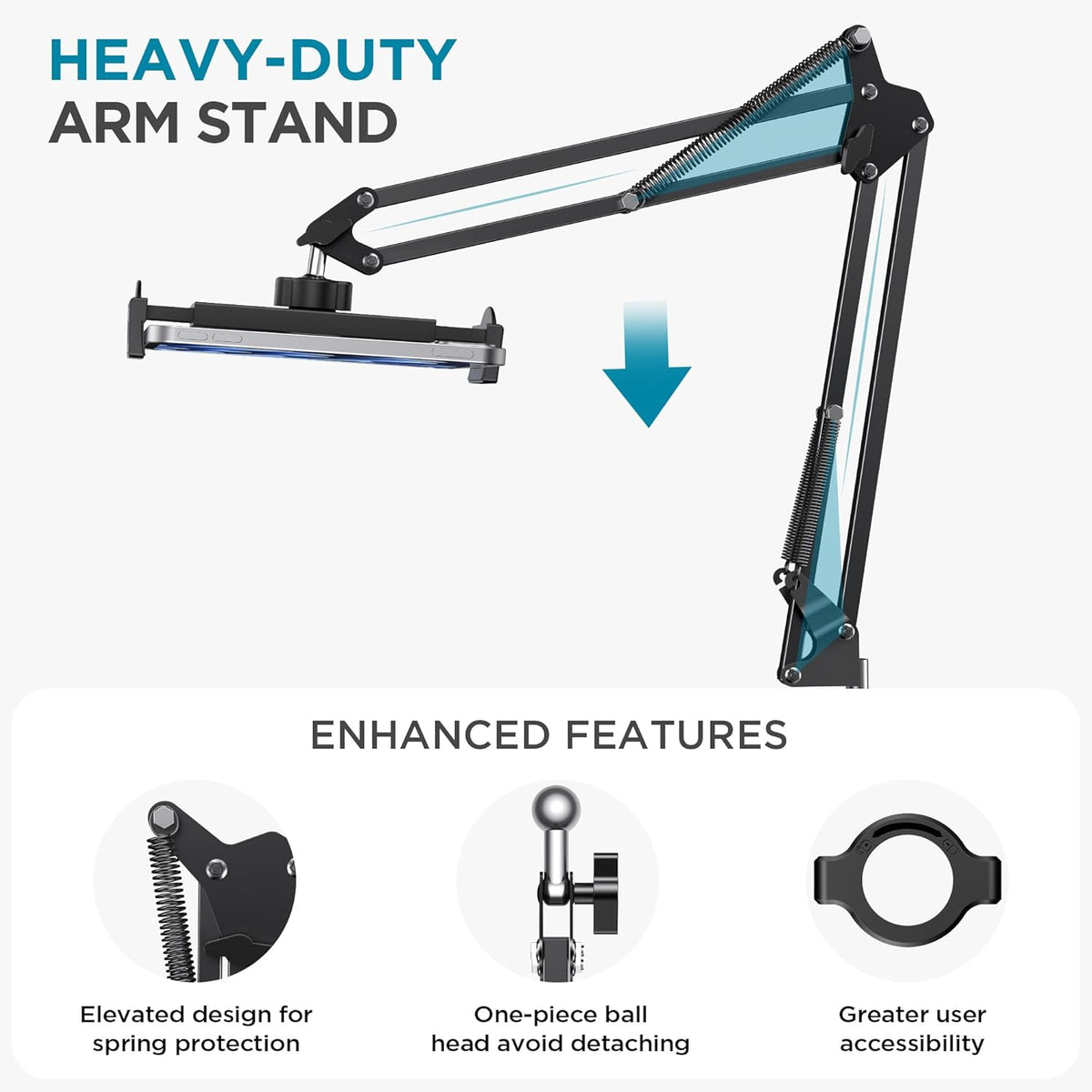InnoGear Tablet Floor Stand, Overhead Bed Phone Stand Adjustable Holder Universal Floor Stand Compatible with iPhone iPad Pro Air Mini, Samsung Tab, Kindle, E-Readers (Large)