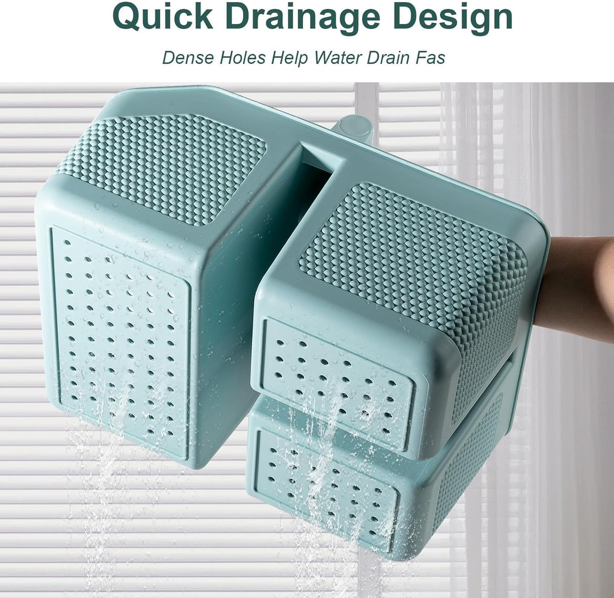 rejomiik Shower Caddy Portable with Bamboo Handle, Plastic Basket Cleaning Caddy Organizer Storage Tote for Bathroom, College, Dorm Room Essentials, Blue