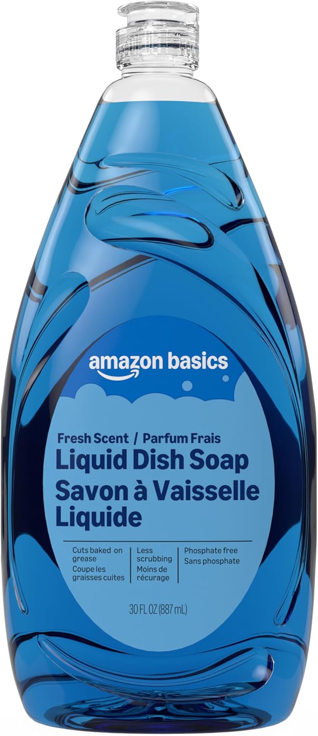 Amazon Basics Dish Soap, Fresh Scent, 30 fl oz, Pack of 4, Packaging May Vary