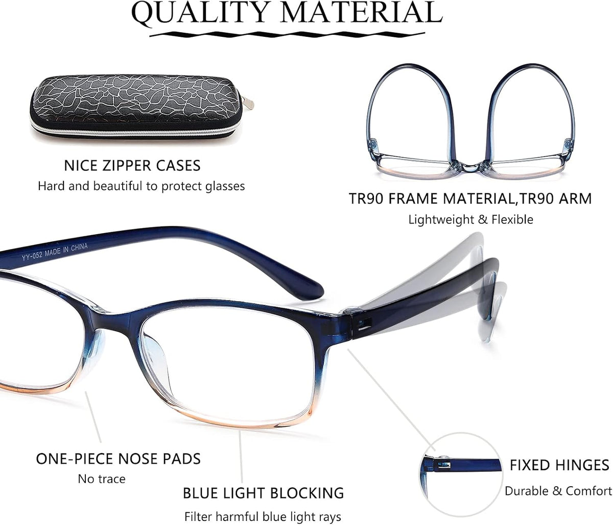 EYEURL Reading Glasses for Men Women Blue Light Blocking Readers 2.75