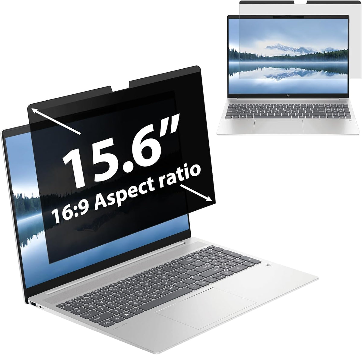 FILMEXT Laptop Privacy Screen 15.6 inch Compatible with HP Elitebook Dell Xps Lenovo Thinkpad, Removable 16:9 Laptop Privacy Filter, Anti-Glare, Blue Light Blocking