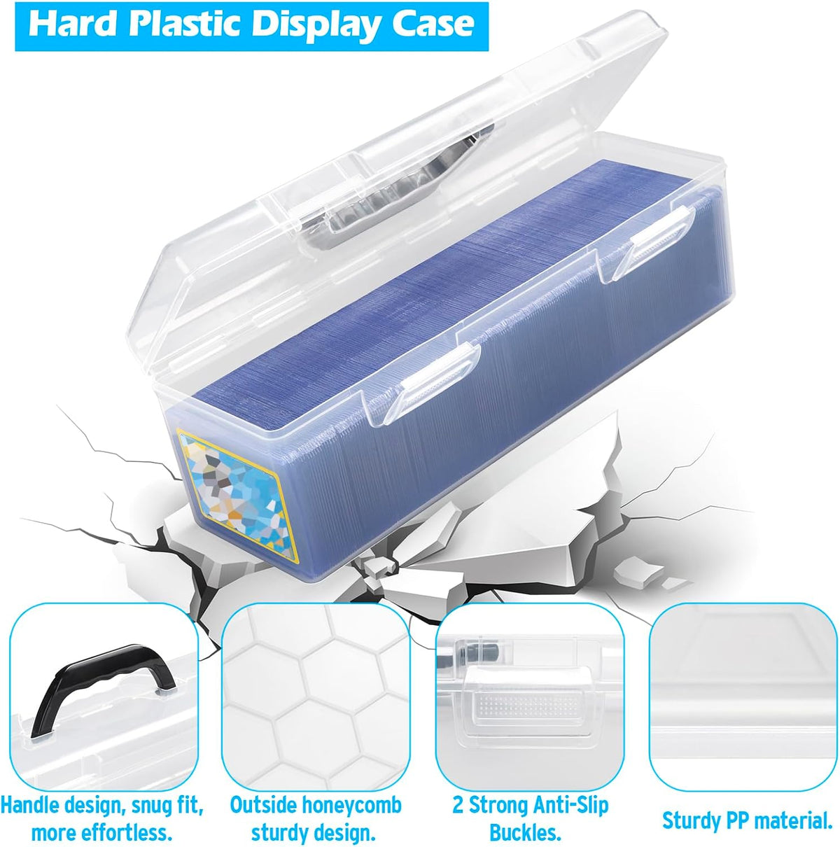 SUNEZLGO Storage Box For Toploader, Trading Card Storage Box Plastic, Playing Card Case, Large For Toploaders 200 Cards 750, Fit For Toploader and Standard Card