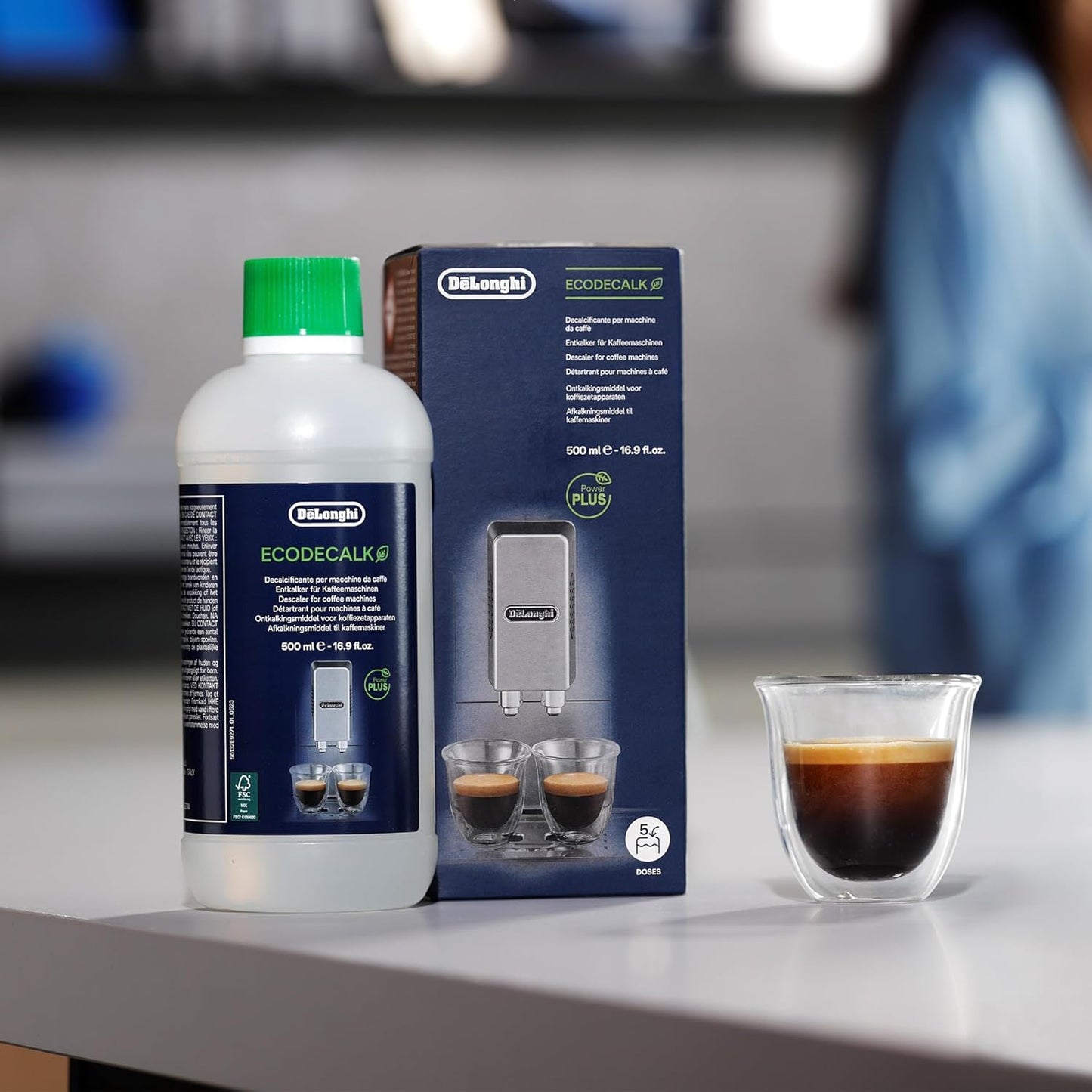 De'Longhi EcoDecalk Descaler, Universal Descaling Solution for Coffee & Espresso Machines, 16.90 oz (5 uses)