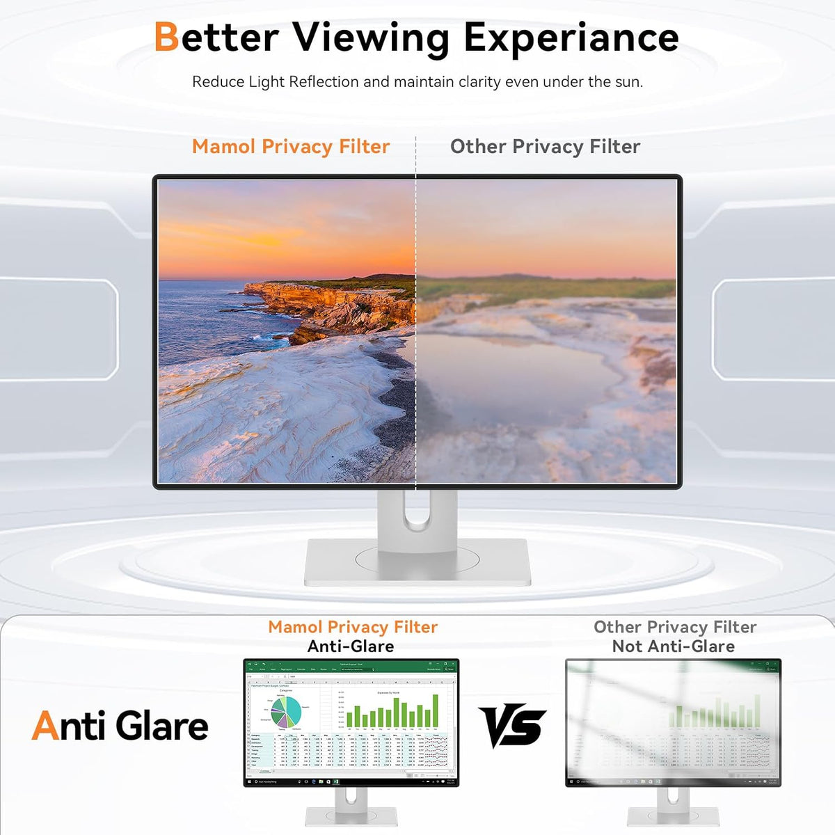 [2-Pack] 23.8 Inch Computer Blue Light Blocking Screen Protector for 16:9 Widescreen Monitor, Anti Glare Anti-UV Eye Protection Desktop PC LED Monitor Filter, Removable Anti-Scratch Screen Film 23.8in