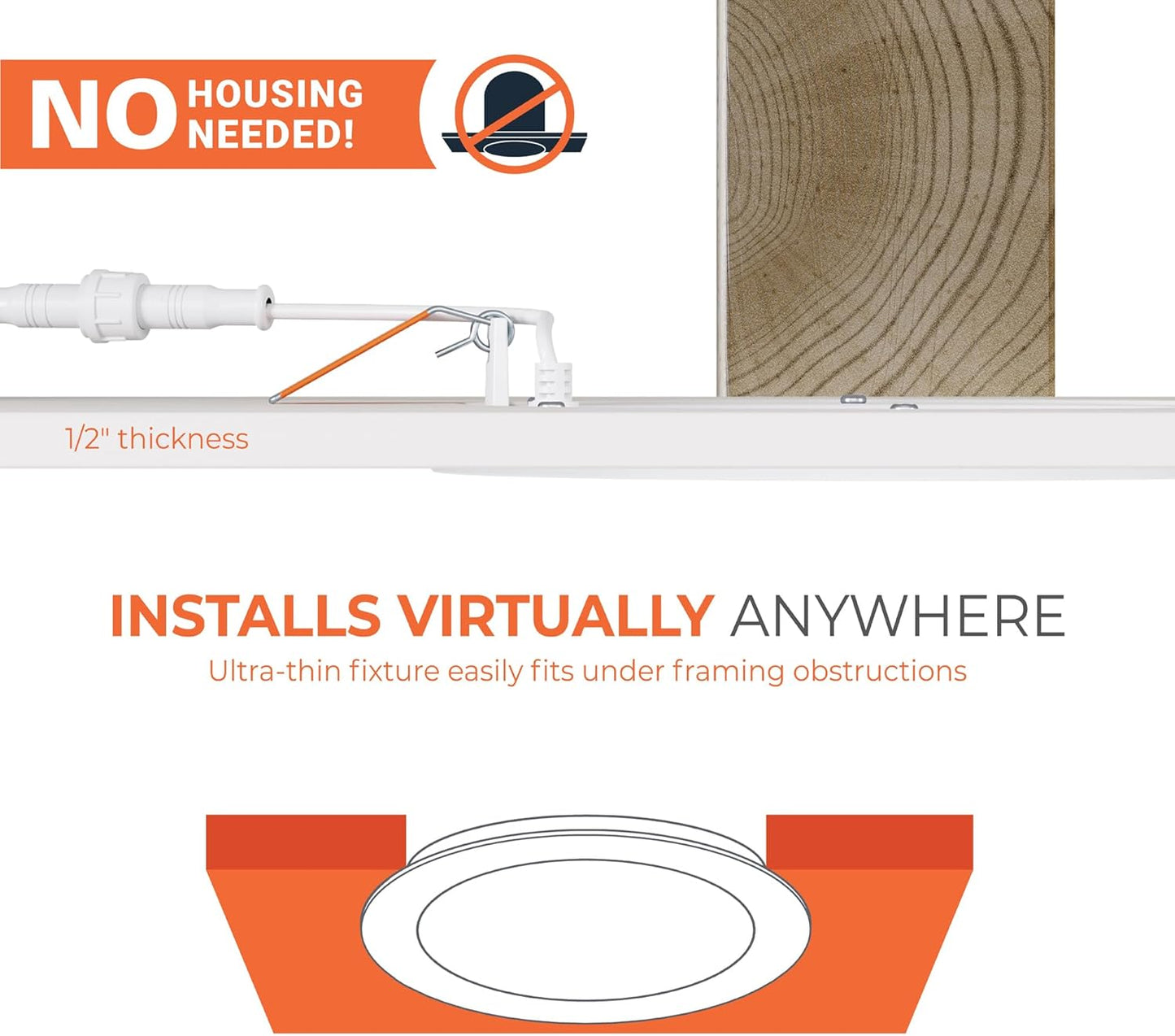 HALO HLB 6 in LED Recessed Lighting Canless Dimmable Wet Location Selectable Lumens and Selectable Color 27/30/35/40/5000K Indoor Outdoor Soffit Ceiling Downlight HLB6LSFS5