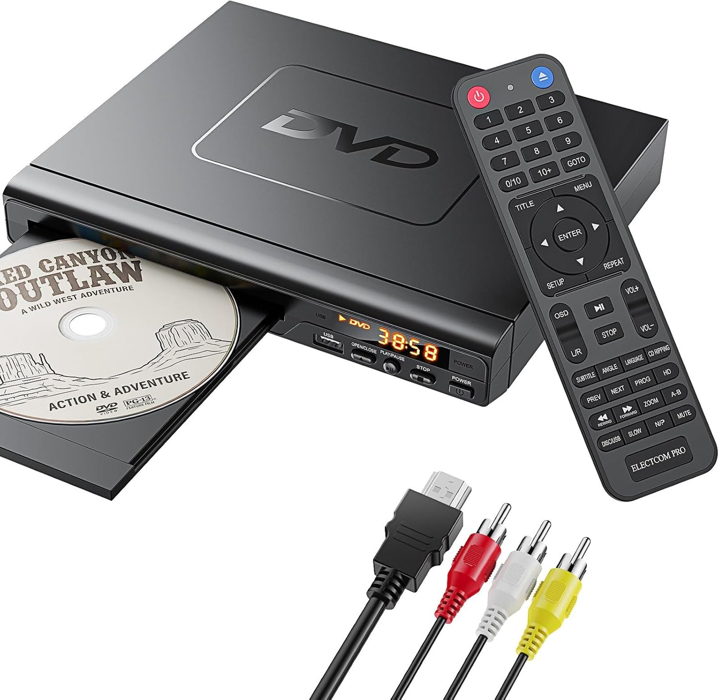 ELECTCOM PRO Region-Free DVD Player for TV: Plays Regions 0-6 & Multi Formats - Designed for Collectors & Vintage Movie Collections - HDMI/RCA Compact DVD/CD Player for Smart TV, Home Stereo & RV
