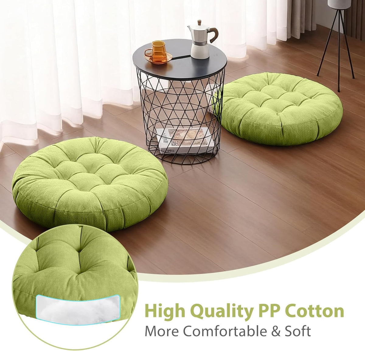 Tiita 22 Inch Floor Cushion - Round Outdoor Chair Cushion Pad with Corduroy