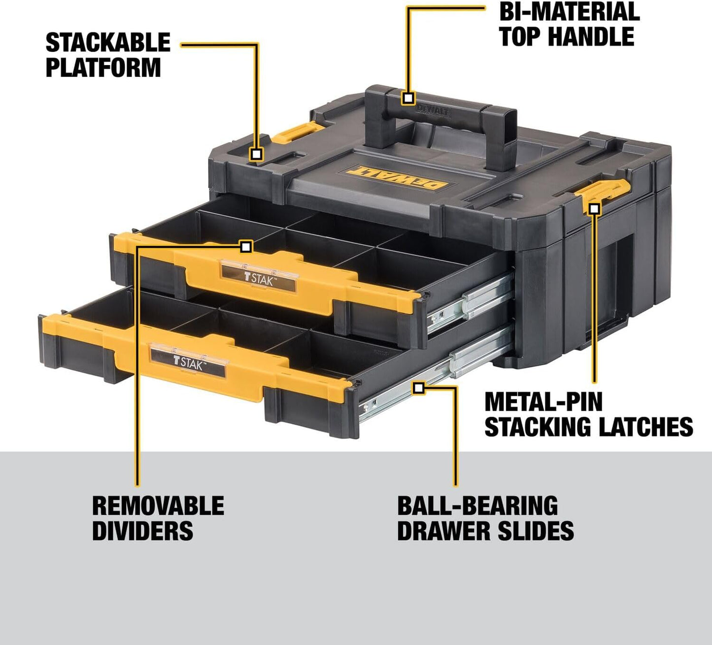 DEWALT TSTAK Tool Storage Organizer with Double Drawers, Holds Up to 16.5 lbs. (DWST17804)