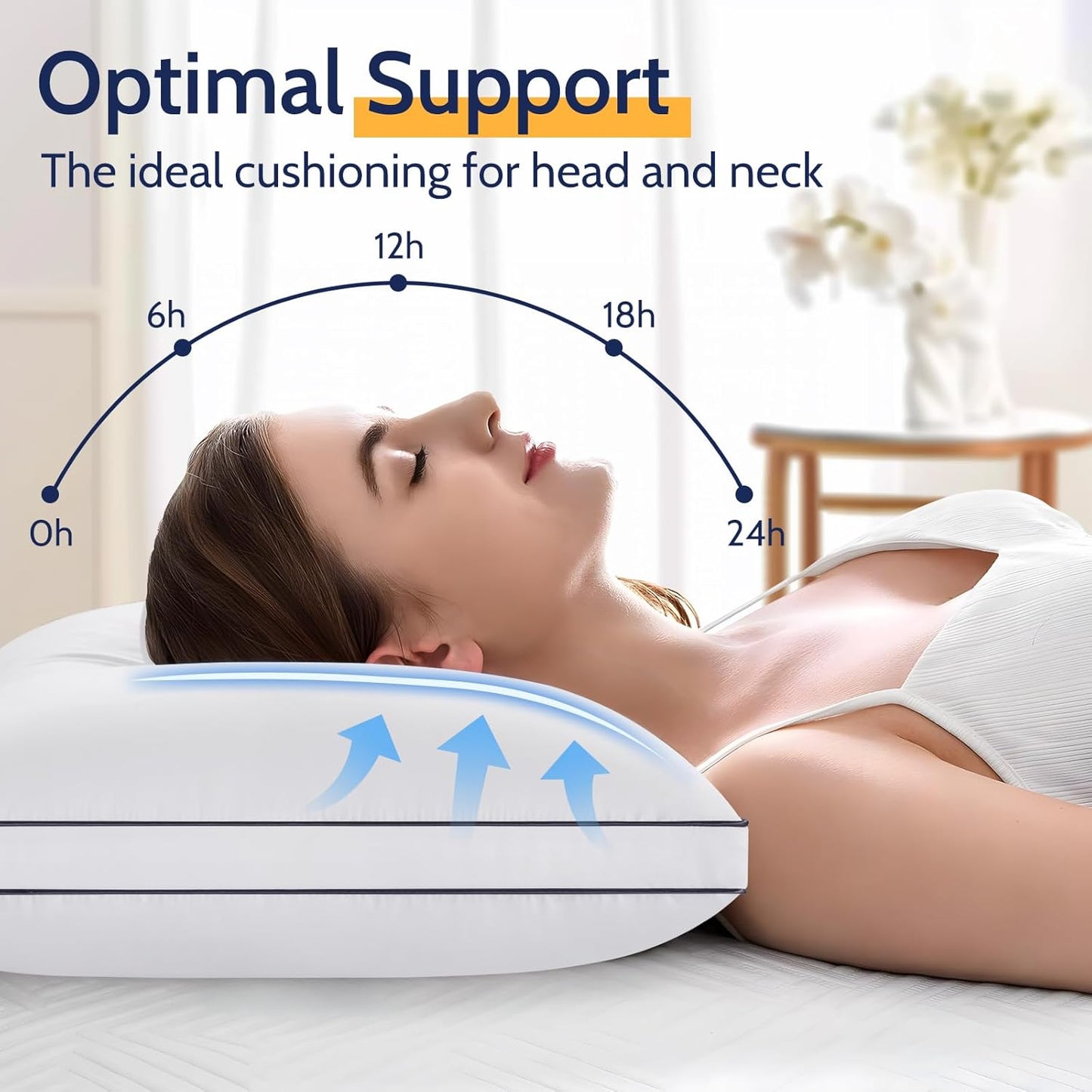 ROUMEA Pillows King Size Set of 2, Bed Pillows for Sleeping 2 Pack, Luxury Hotel Quality, Supportive King Pillows with Soft Down Alternative for Back Stomach Side Sleepers,Machine Washable