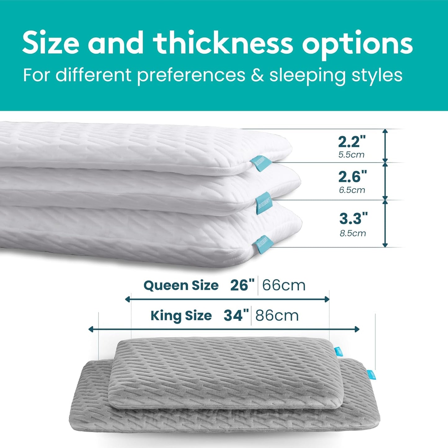 BLISSBURY Stomach Sleeping Pillow – Ultra Thin 2.6" Memory Foam for Neck and Cervical Support | Flat Pillow for Belly Sleeper | Low Loft Design for Comfort and Better Sleep