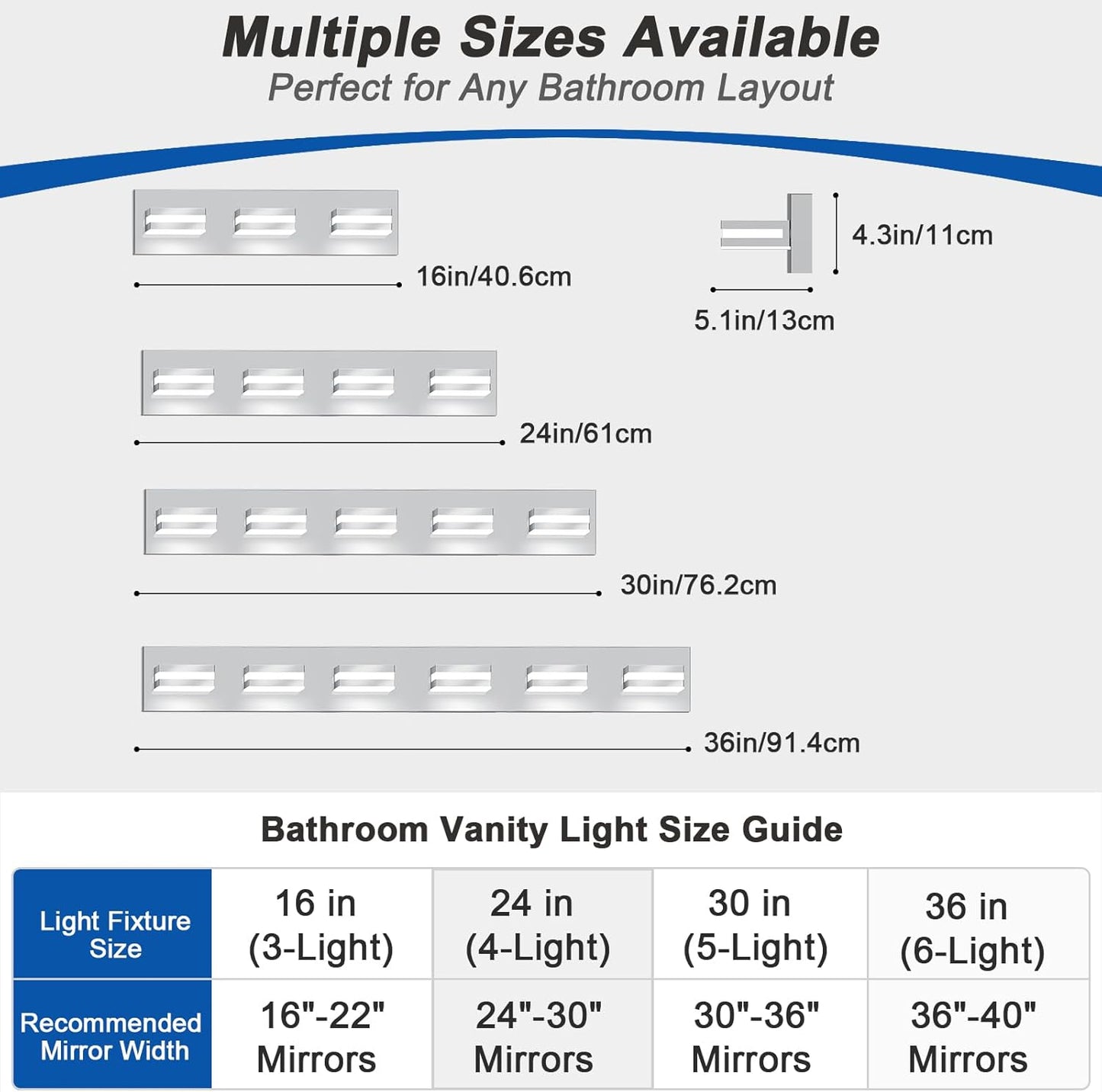 IZORRO LED Modern Bathroom Lights Fixtures(4-Light,Dimmable,360°Rotate),Chrome Acrylic Wall Lighting,Vanity Lights for Bathroom Over Mirror - 6000k 24In （No Assembly Required）