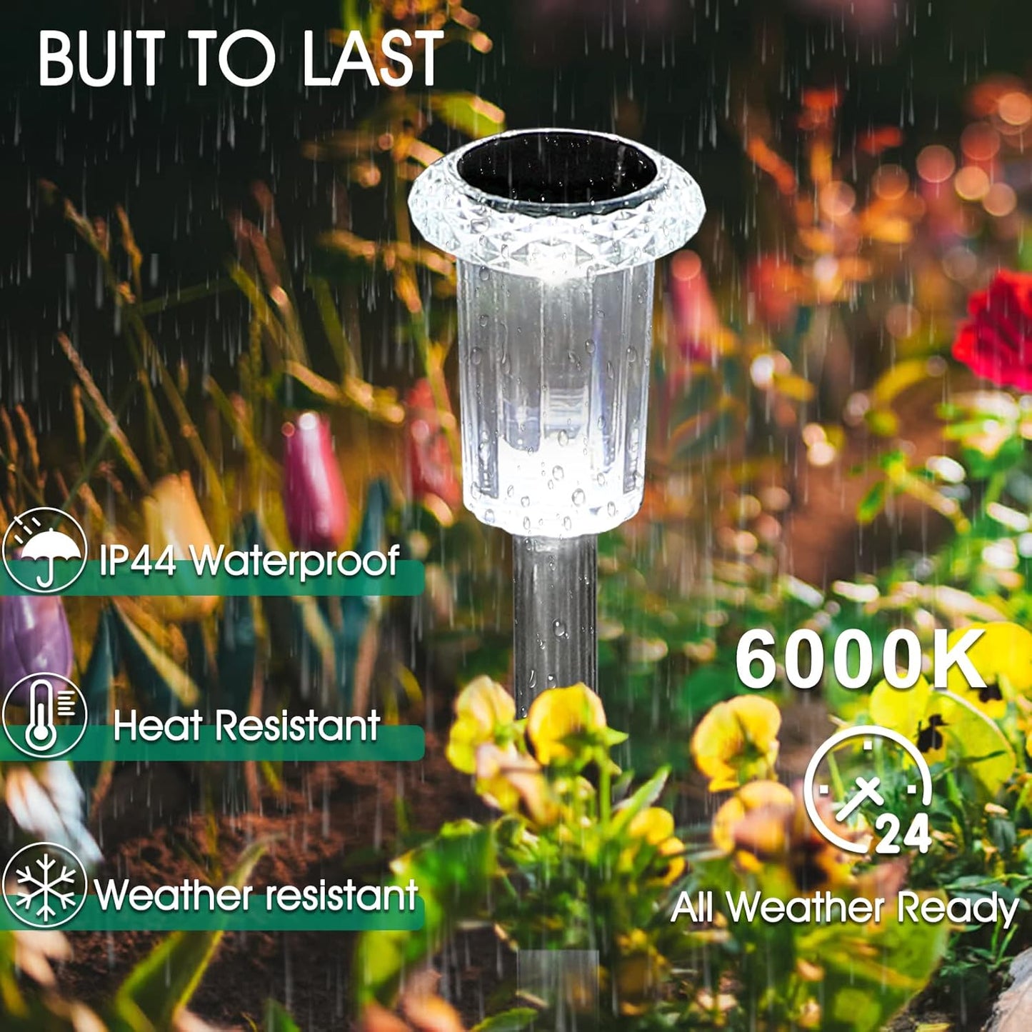 Eyrosa Solar Outdoor Lights, 10 Pack Waterproof Stainless Steel Solar Stake Lights for Pathway Garden Yard Path Walkway Driveway Lawn Patio Outside Decor, Cool White