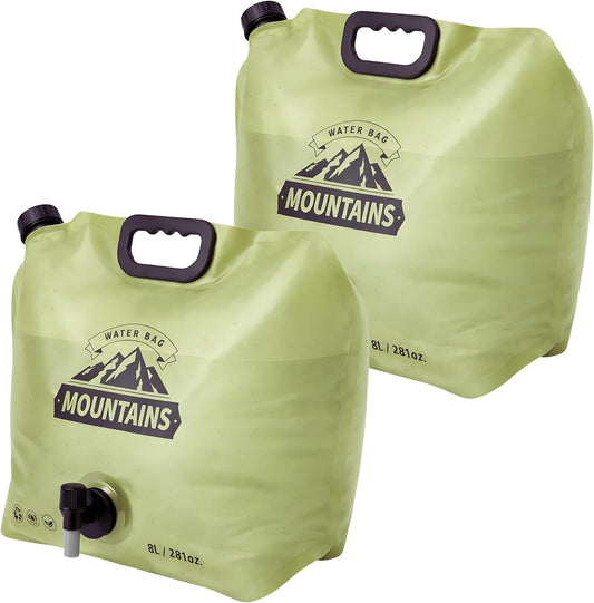 Camping Water Container 2 Gallon Collapsible Water Jug with Spout - Reusable Plastic Flasks, Foldable Empty Gallon Jug for Water Storage, Water Bag for Outdoor Hiking Emergency Prep (2 Pack)
