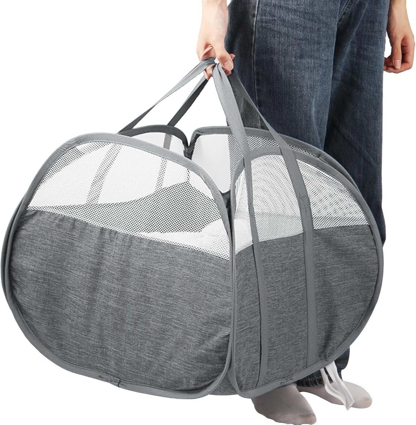 2 Pack Collapsible Laundry Baskets, 90L Large Foldable Laundry Basket, Pop Up Hampers for Laundry, Dirty Clothes Laundry Hamper for Bedroom, Bathroom, Dorm, Laundry Room, Travel or Camping Black
