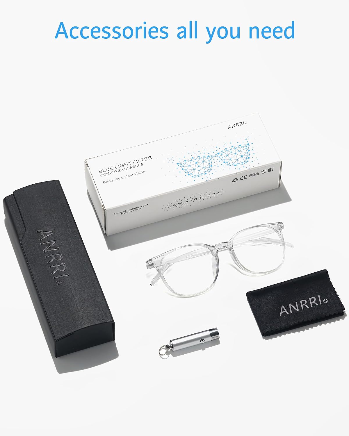 ANRRI Blue Light Blocking Glasses Round Lightweight Eyeglasses Frame Filter Blue Light Computer Game Glasses Grey Frame for Men and Women