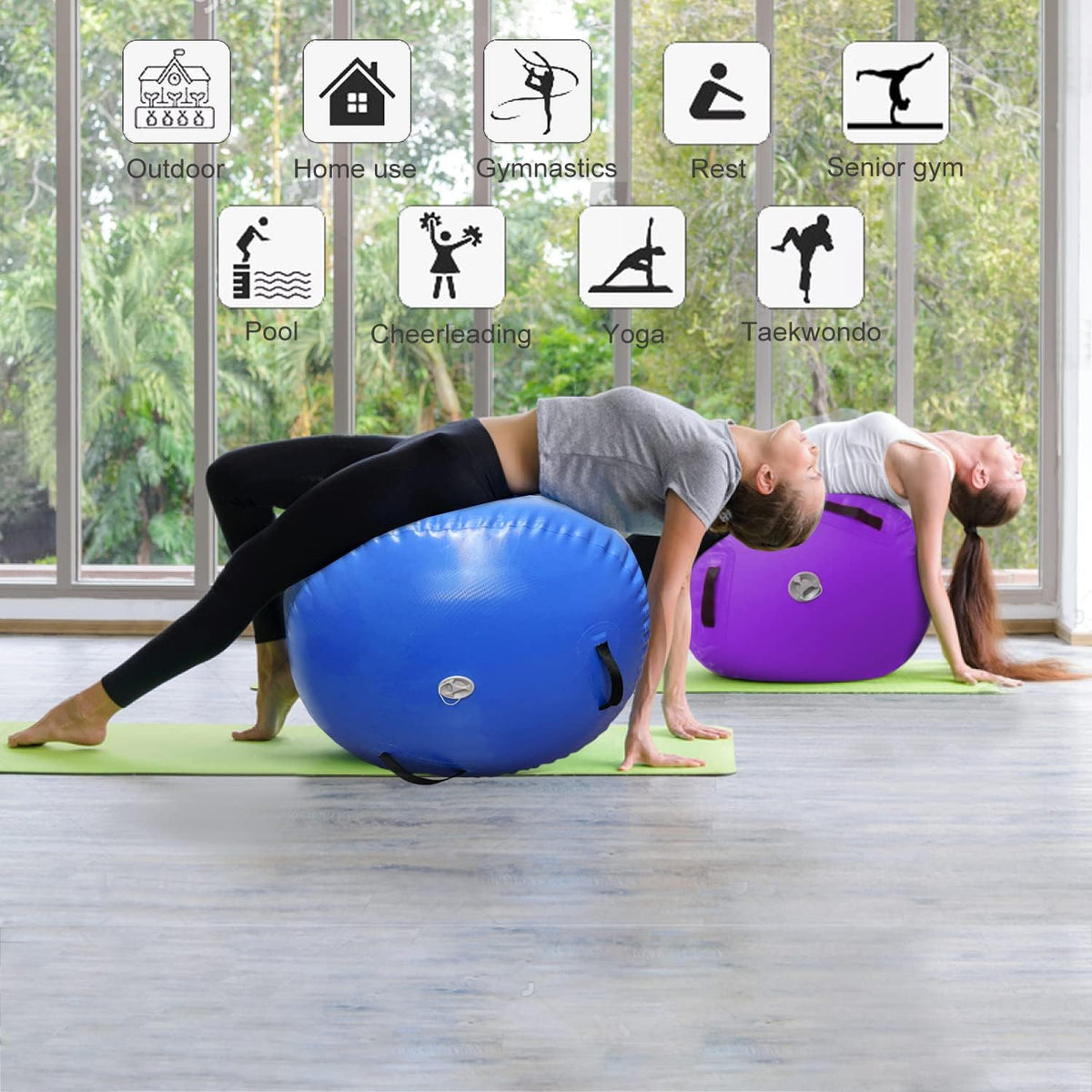 86 York Air Barrel Gymnastics Roller Inflatable Tumbling Mat, Back Handspring Training Air Mat Tumble Track Gymnastics Equipment For Home Use, Gym Training, Yoga Balance Exercise, Cheerleading with Electric Pump