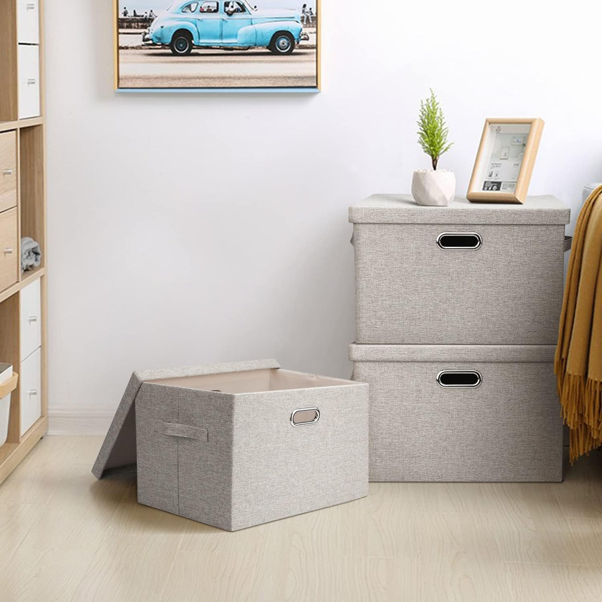 Storage Bins with Lids Fabric Closet Organizers Cubes Office Organization