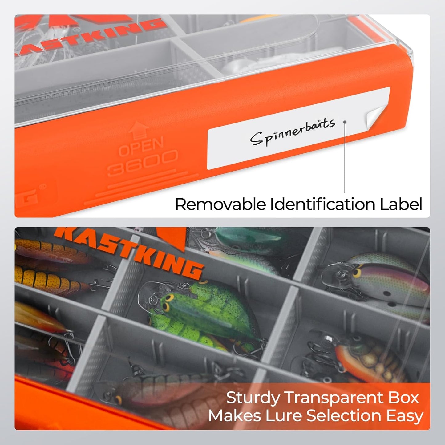 KastKing HyperSeal Waterproof Tackle Box, Waterproof 3600 Tackle Trays, Fishing Tackle Box Organizer with Removable Dividers, Lure Box and Terminal Tackle Storage, 1 Pack