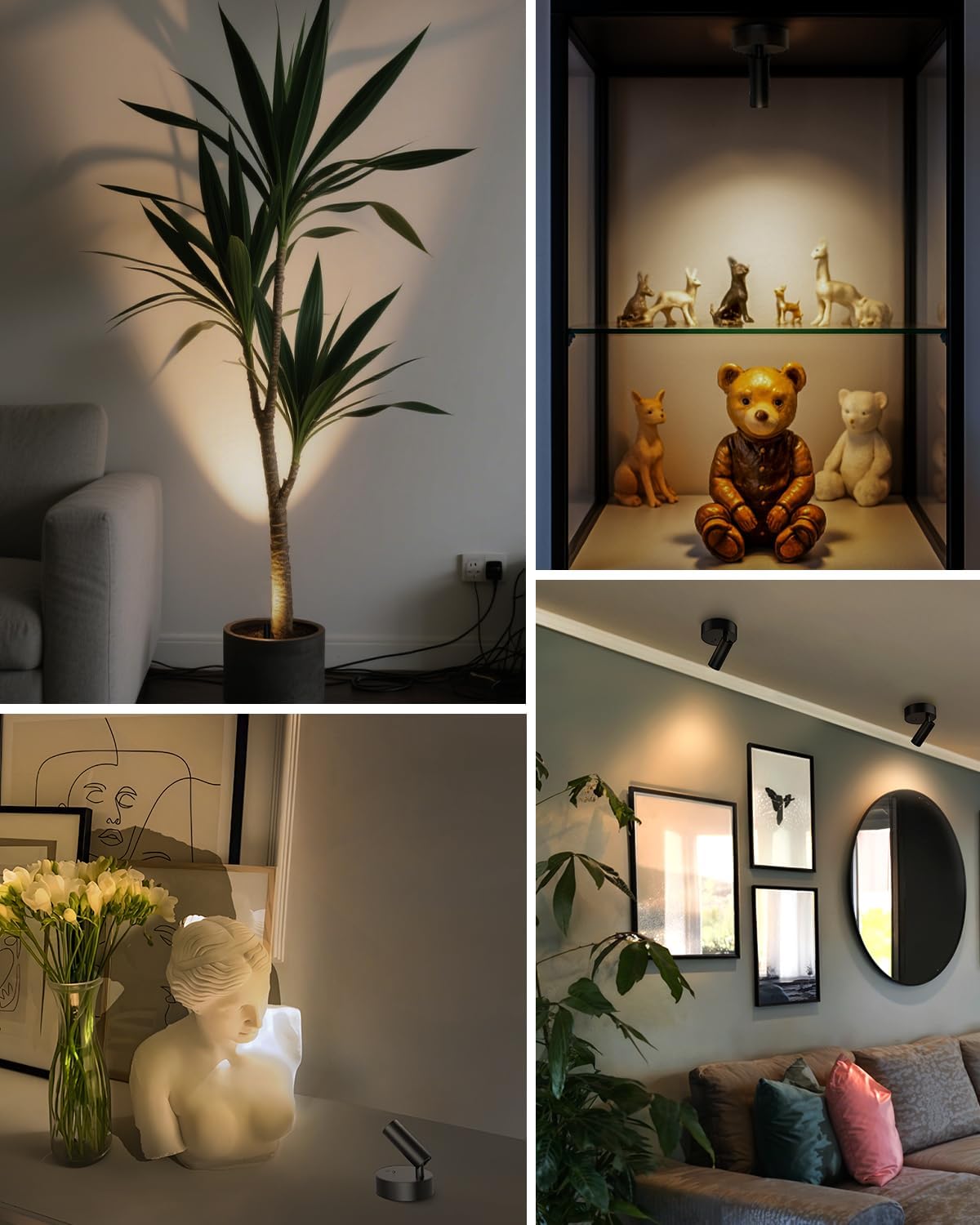 GOODEA Spotlights Indoor with Remote, 3000mAh Rechargeable Battery Plant Spotlight Indoor, Wireless Uplighting with 3 Colors & Dimmable, LED Picture Light for Painting, Artwork Accent Lighting(2 Pack)
