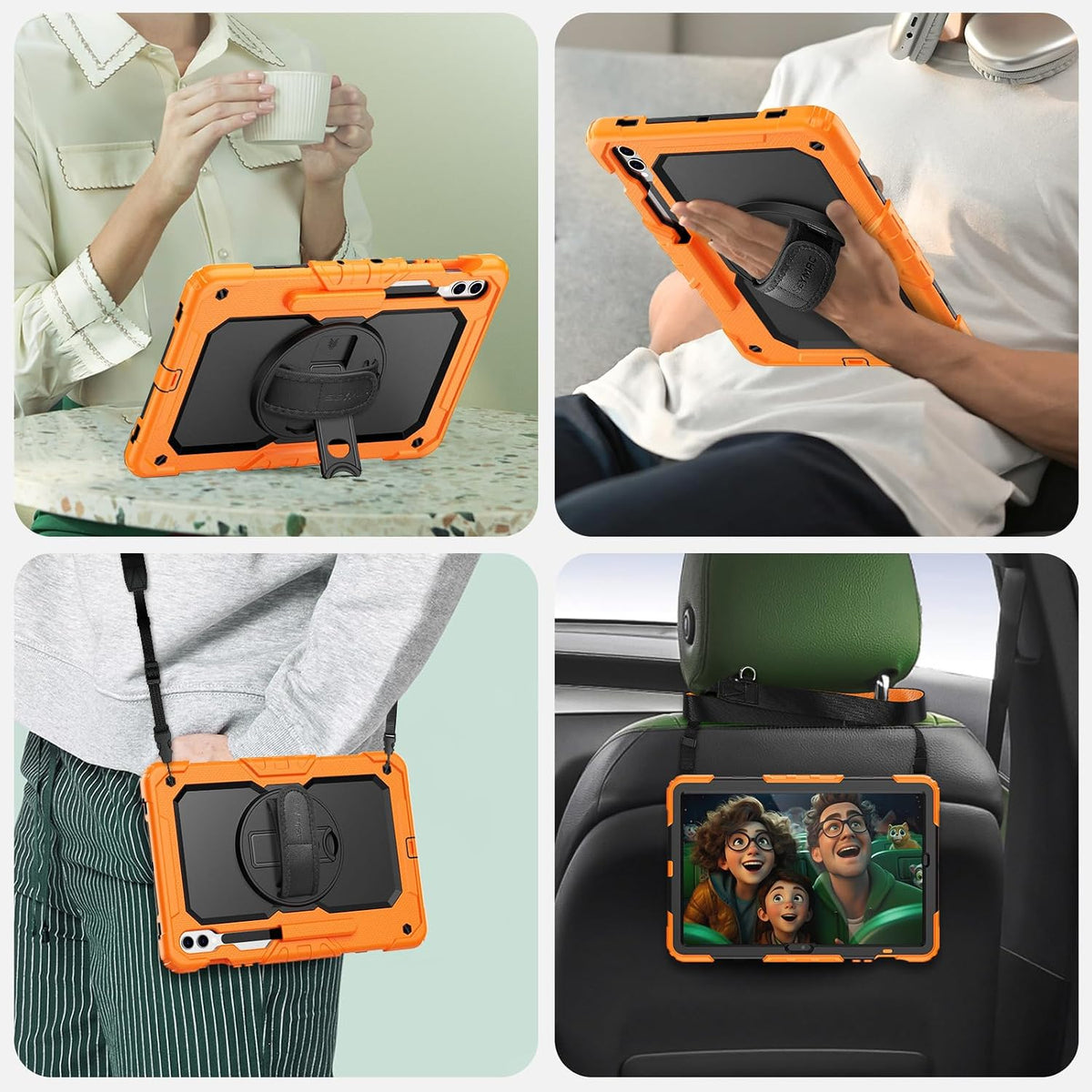 SEYMAC Case for Samsung Galaxy Tab S10+/S9 FE+/S9+ 12.4", Orange