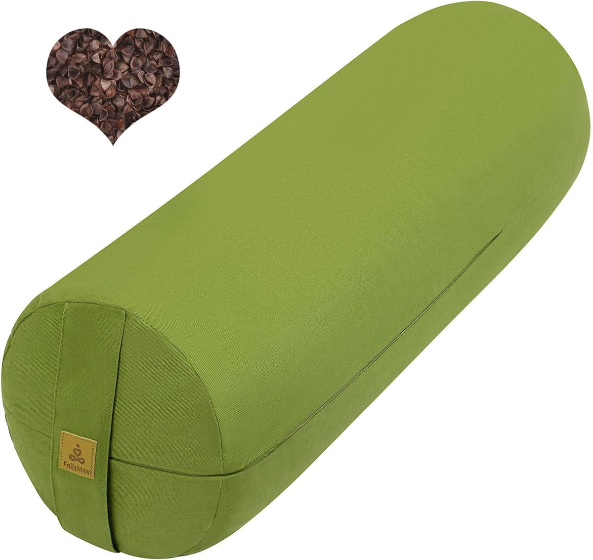 Organic Buckwheat Bolster(24X9 in) Yoga Bolster Supportive Yoga Cushion for Restorative Yoga Accessories Meditation Pillow Reading Pillow Floor Pillow Large Round Cylinder