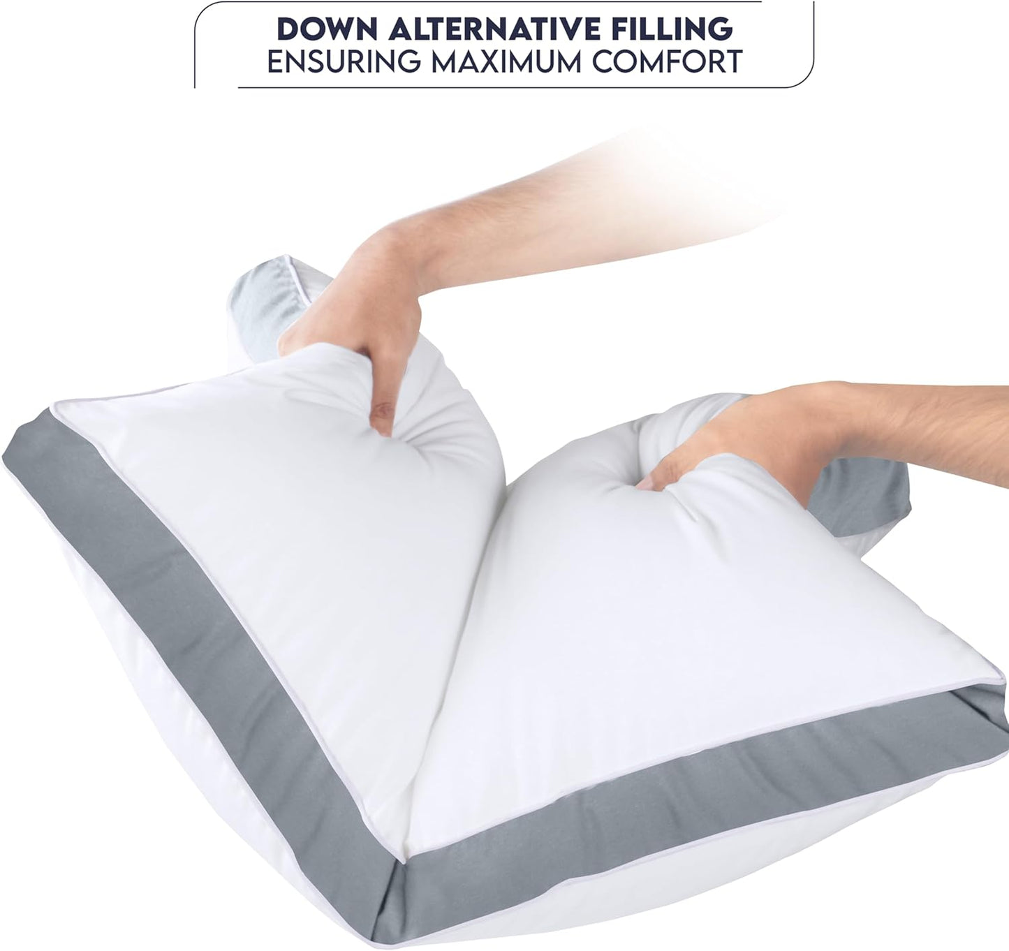 Utopia Bedding Bed Pillows for Sleeping Queen Size (Grey), Set of 2, Soft & Fluffy Pillow with Down Alternative Filling, Cooling, Hotel Quality, Gusseted Pillow for Back, Stomach or Side Sleepers