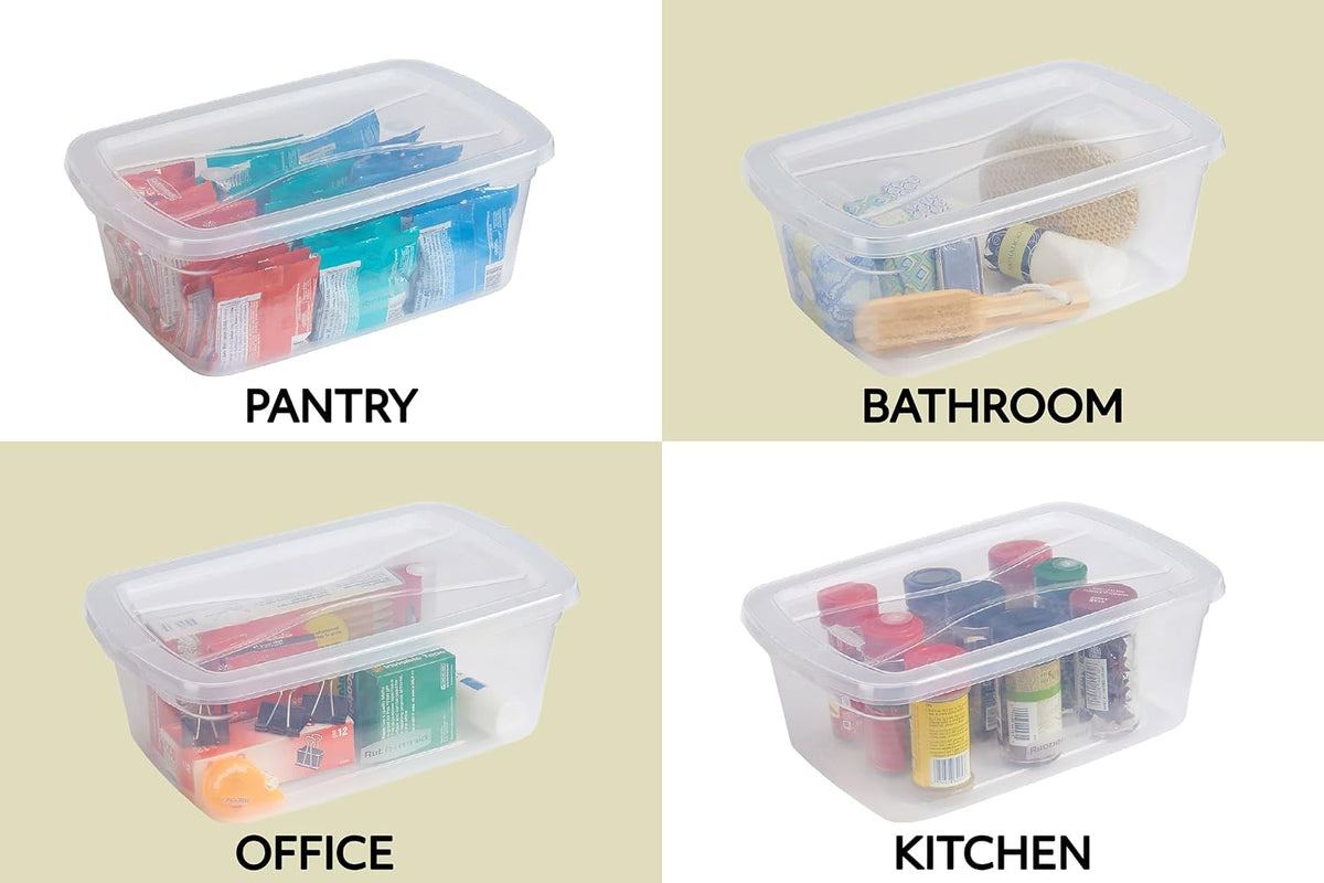 Rubbermaid Cleverstore Home/Office 6 Quart Clear Plastic Storage Tote Container Box Bin with Lid for Garage or Basement, (12 Pack)