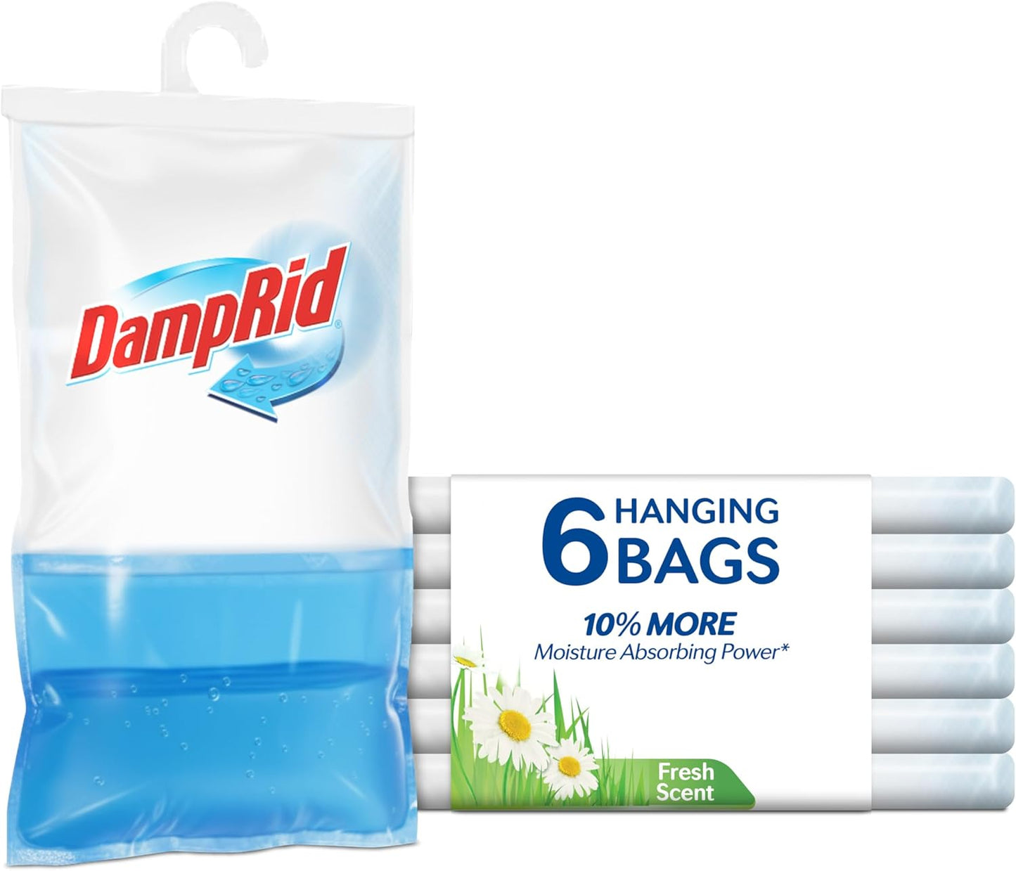DampRid Fresh Scent Hanging Moisture Absorber, 15.4 oz., 6 Pack - Eliminates Musty Odors for Fresher, Cleaner Air, Ideal Moisture Absorbers for Closet, 10% More Moisture Absorbing Power*