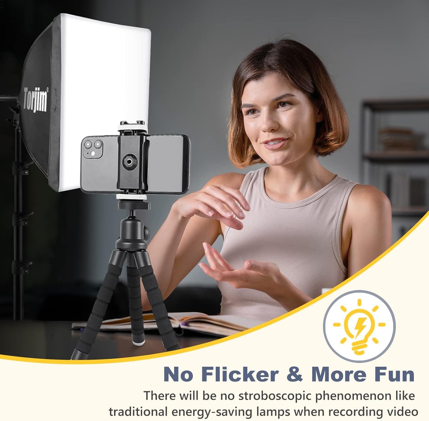 Torjim Softbox Photography Lighting Kit, 16'' x 16'' Professional Softbox Lighting Kit with 85W 3000-7500K LED Bulbs, Studio Lights for Photography/Video Recording/Live Streaming/Portraits Shooting