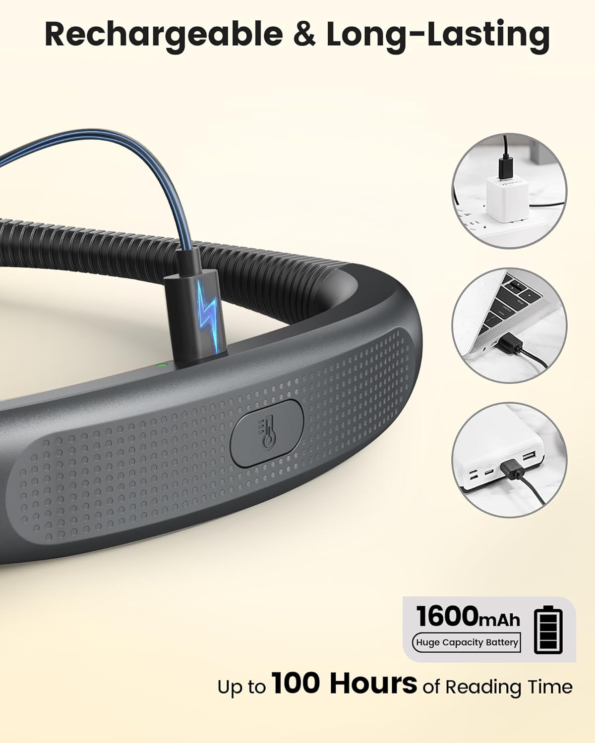 Glocusent Bendable Neck Light, 100Hrs Long Lasting Rechargeable Book Light, 5 Colors & Stepless Dimming Reading Light - Perfect Book Lights for Reading at Night, Knitting, Book Lovers Gifts
