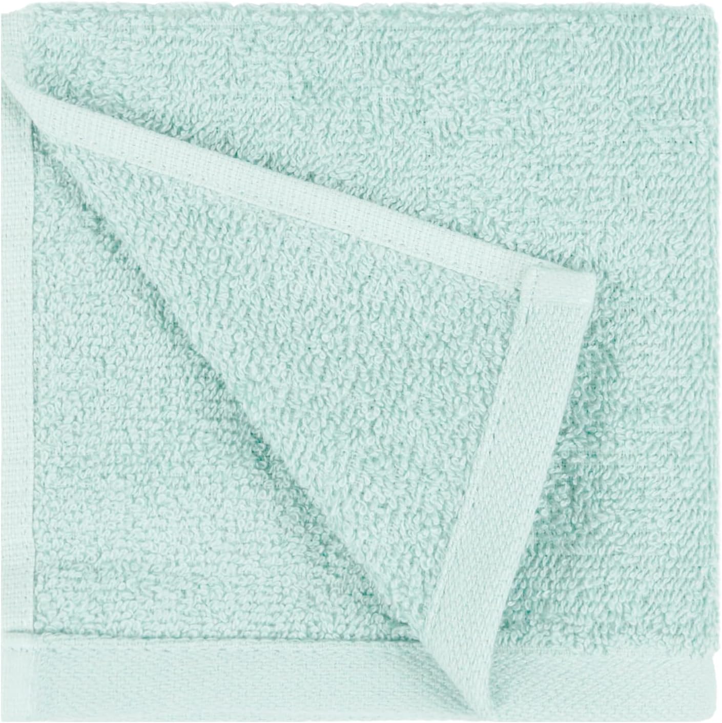Amazon Basics Highly Absorbent 100% Cotton Washcloths for Bathroom, Fast Drying, Machine Washable, 12 x 12 inches, Ice Blue, 24-Pack
